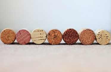 wine bottle cork stopper row empty background