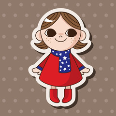 lady girl cartoon theme elements