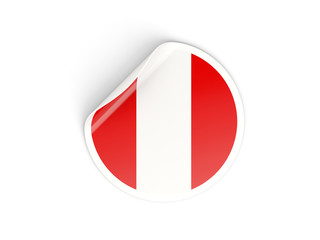 Round sticker with flag of peru