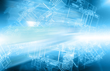 Abstract blue background. Technology background