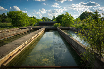 Sedimentation Tanks at Abandoned Sewage Treatment Plant