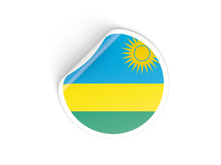 Round sticker with flag of rwanda
