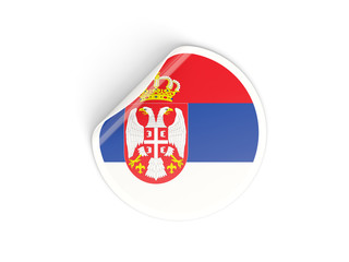 Round sticker with flag of serbia