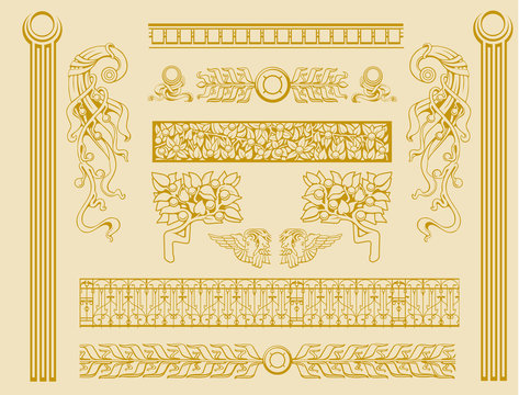 vintage golden panels and ornate design elements