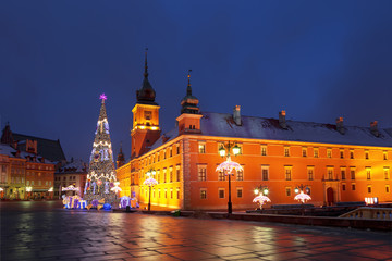 Warsaw, Castle square in the Christmas holidays