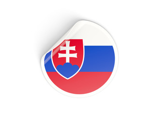 Fototapeta premium Round sticker with flag of slovakia