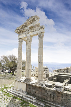 Temple of Trajan in the ancient city of Pergamon, Bergama, Turke