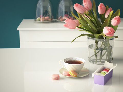 moderne k&uuml;che. 3d rendering