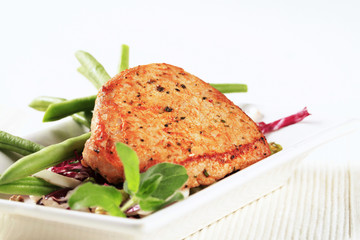 Marinated pork chop and vegetables