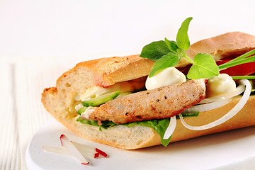 Pork and vegetable sandwich
