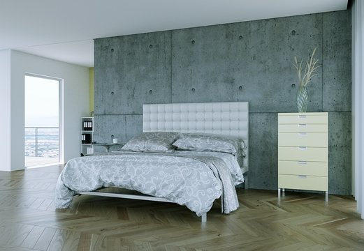 modernes Schlafzimmer mit Sichtbeton