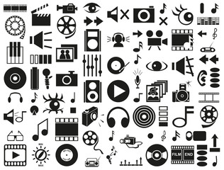 sound, video icons on white