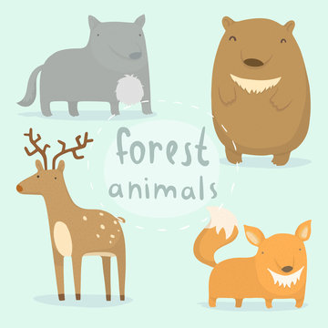 Forest animals set.