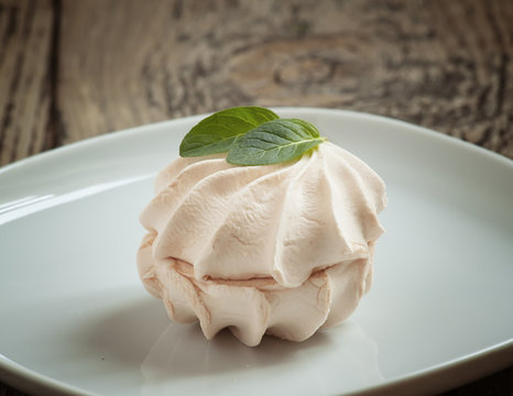 Zephyr (souffle), marshmallow on a wooden table