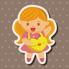 little kid with heart theme elements