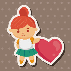 little kid with heart theme elements