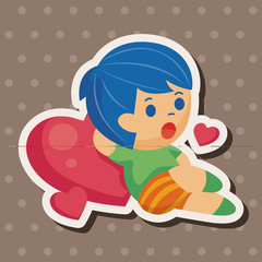 little kid with heart theme elements