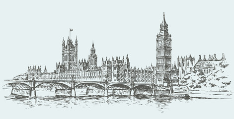 Big Ben. Vector drawing