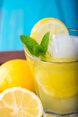 Homemade lemonade with mint and sugar