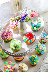 Sweet muffins with sweet decoration