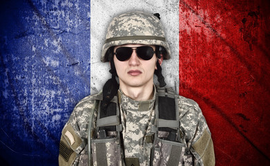 soldier with France flag