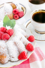 cake with raspberries