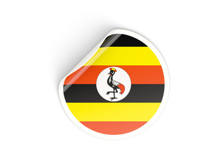 Fototapeta premium Round sticker with flag of uganda