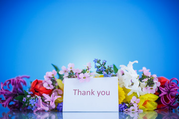 beautiful bouquet of spring flowers,