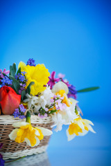 beautiful bouquet of spring flowers,
