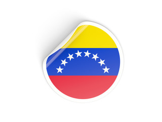Round sticker with flag of venezuela