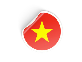 Round sticker with flag of vietnam