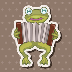 animal frog playing instrument cartoon theme elements