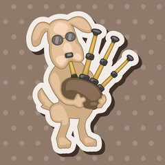 animal dog playing instrument cartoon theme elements