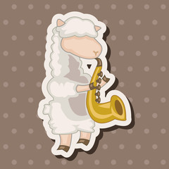 animal sheep playing instrument cartoon theme elements