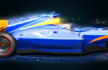 Obraz na płótnie Canvas F1 bolide with light effect