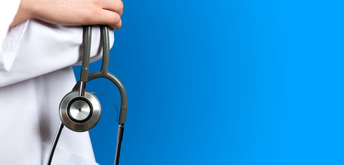 Medical blue background doctor with a stethoscope - Powered by Adobe