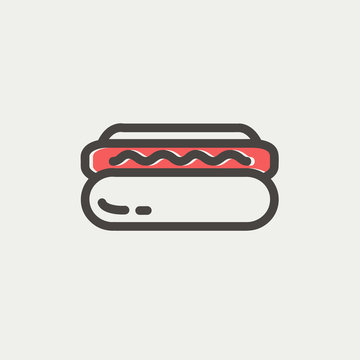 Hotdog sandwich thin line icon