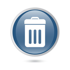 blue glossy web icon. Trash bin icon vector