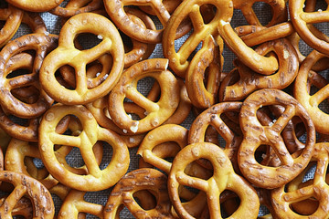 background texture of pretzels bagels