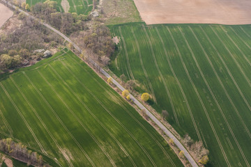 Fototapeta premium aerial view of harvest fields