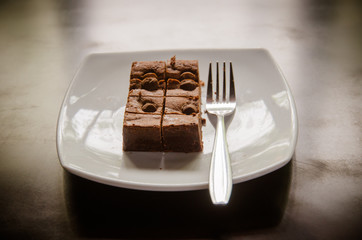 Chocolate brownies on a plate