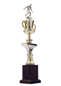 Soccer golden award trophy isolated
