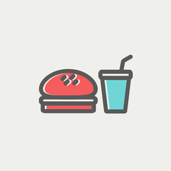 Fast food meal thin line icon