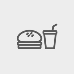 Fast food meal thin line icon