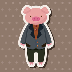 animal pig worker cartoon theme elements