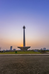 Obraz premium National Monument at Jakarta Indonesia during sunrise