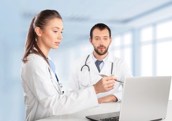 Fototapeta premium Doctor. Doctors working on a laptop