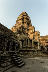 Naklejka premium Angkor tower withh wood stairs