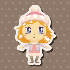lady girl cartoon theme elements