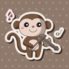 animal playing instrument cartoon theme elements